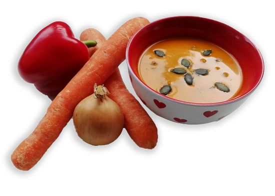 Kürbis-Süßkartoffelsuppe mit Rinderhack